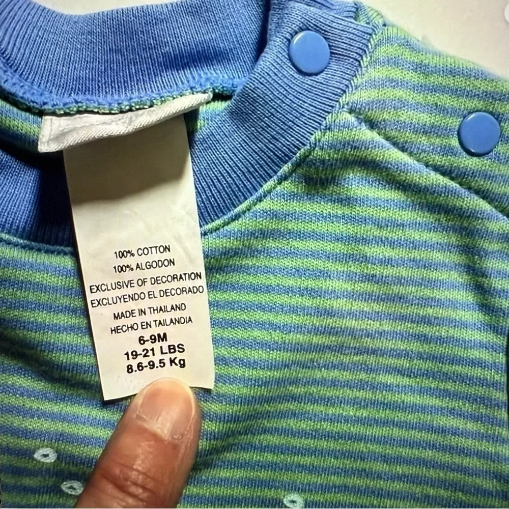 New Vintage Carter's Blue and Green baby‎ romper with turtle design